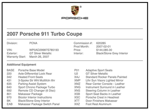 6k-Mile 2007 Porsche 997 Turbo 6-Speed Makassar Package