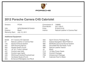2012 Porsche 997.2 Carrera 4S Cabriolet 6-Speed