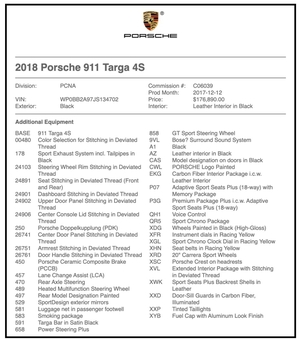  2018 Porsche 991.2 Targa 4S
