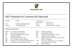 2017 Porsche 991.2 Carrera 4S Cabriolet