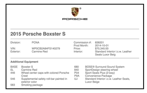  14K-Mile 2015 Porsche 981 Boxster S 6-Speed