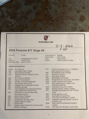  2016 Porsche 991 Targa 4S X51 7-Speed
