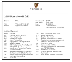 14K-Mile 2015 Porsche 991 GT3