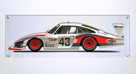 NO RESERVE - Plexiglass Porsche 935 "Moby Dick" Art (35" x 12")