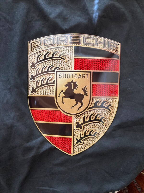 Authentic enamel Porsche crest 12” x 15.5”