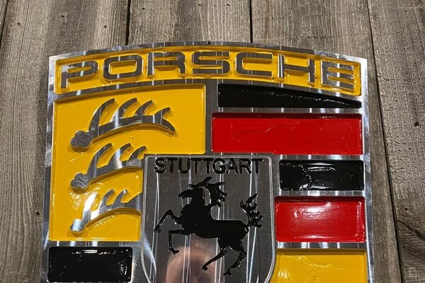 Hand Painted Billet Porsche Crest