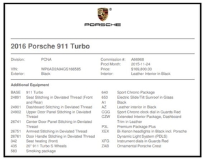 10K-Mile 2016 Porsche 991 Turbo Coupe