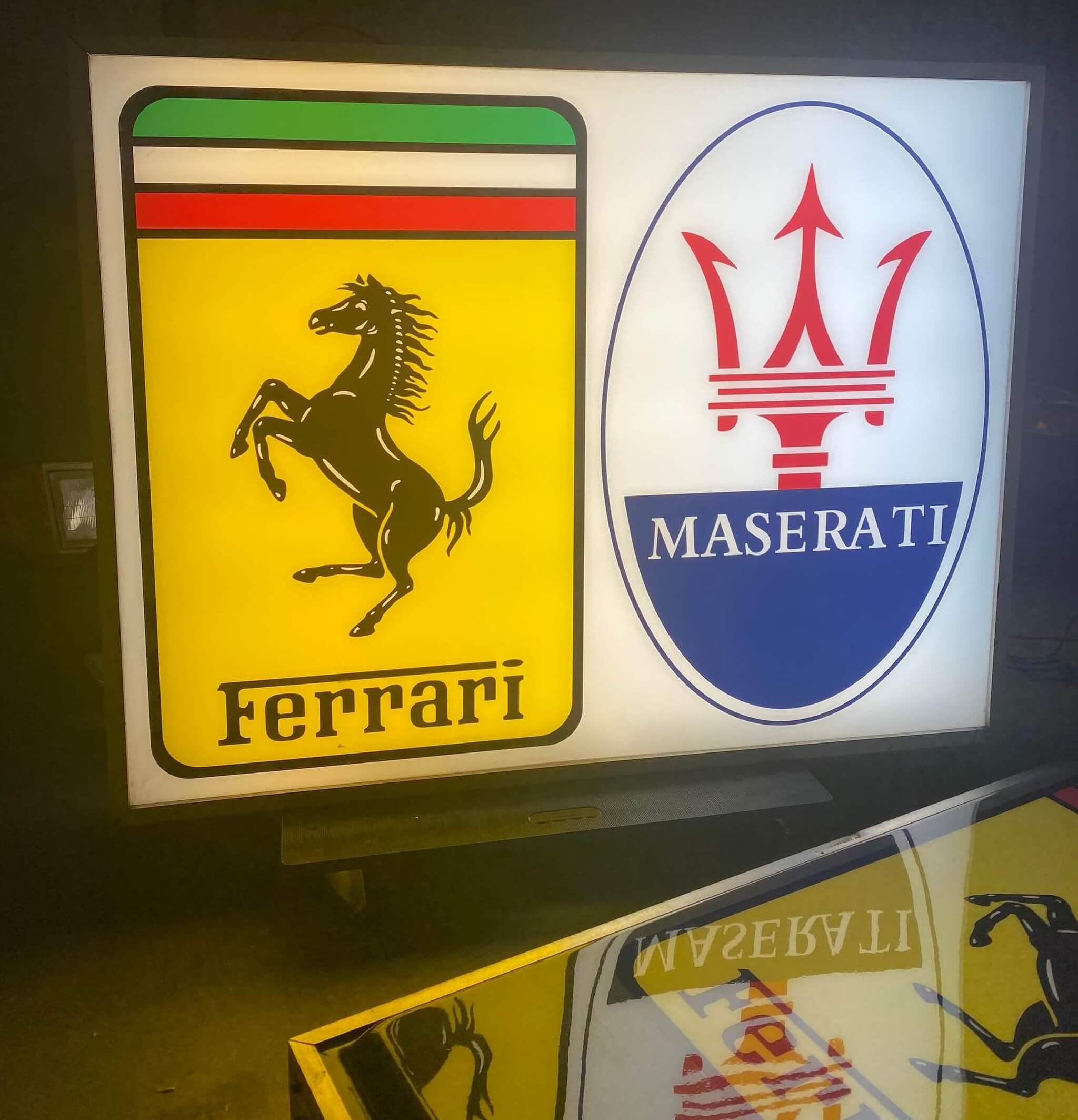 Illuminated Double-Sided Ferrari / Maserati Dealership Sign