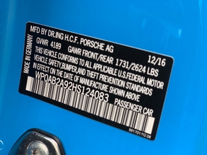  2017 PTS Mexico Blue Carrera S w/Manual