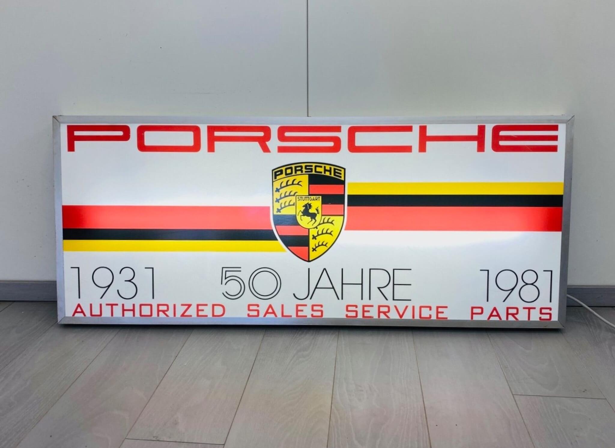 No-Reserve Porsche 50th Jahre (Year) Anniversary Illuminated Sign - 54" x 22"