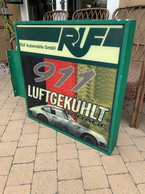 Illuminated RUF 911 Luftgekühlt Garage Double-Sided Side-Mounted Sign