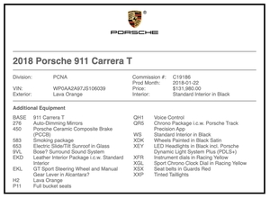 6K-Mile 2018 Porsche 991.2 Carrera T 7-Speed
