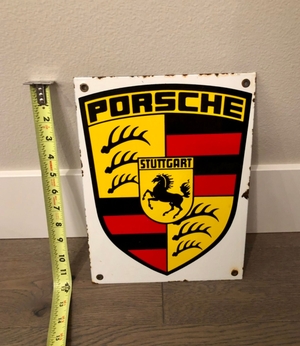 NO RESERVE - Porcelain Porsche Sign (9” x 12”)