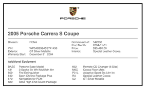  2005 Porsche 997 Carrera S 6-Speed