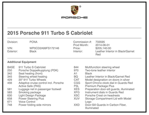  2015 Porsche 991 Turbo S Cabriolet