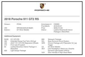 204-Mile 2018 Porsche 911 GT2 RS Weissach Edition