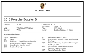  2015 Porsche 981 Boxster S 6-Speed