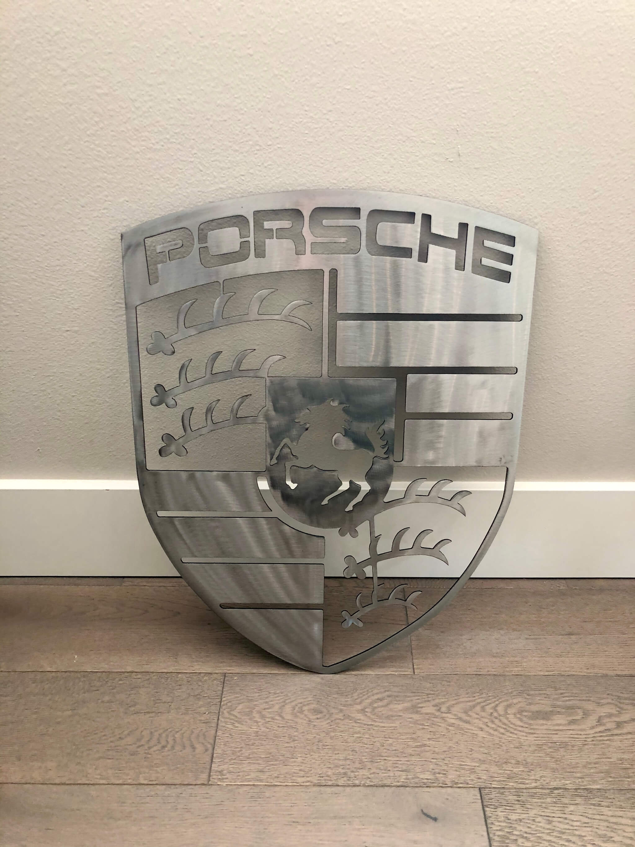NO RESERVE - Stainless Steel Porsche Crest (20" x 15")