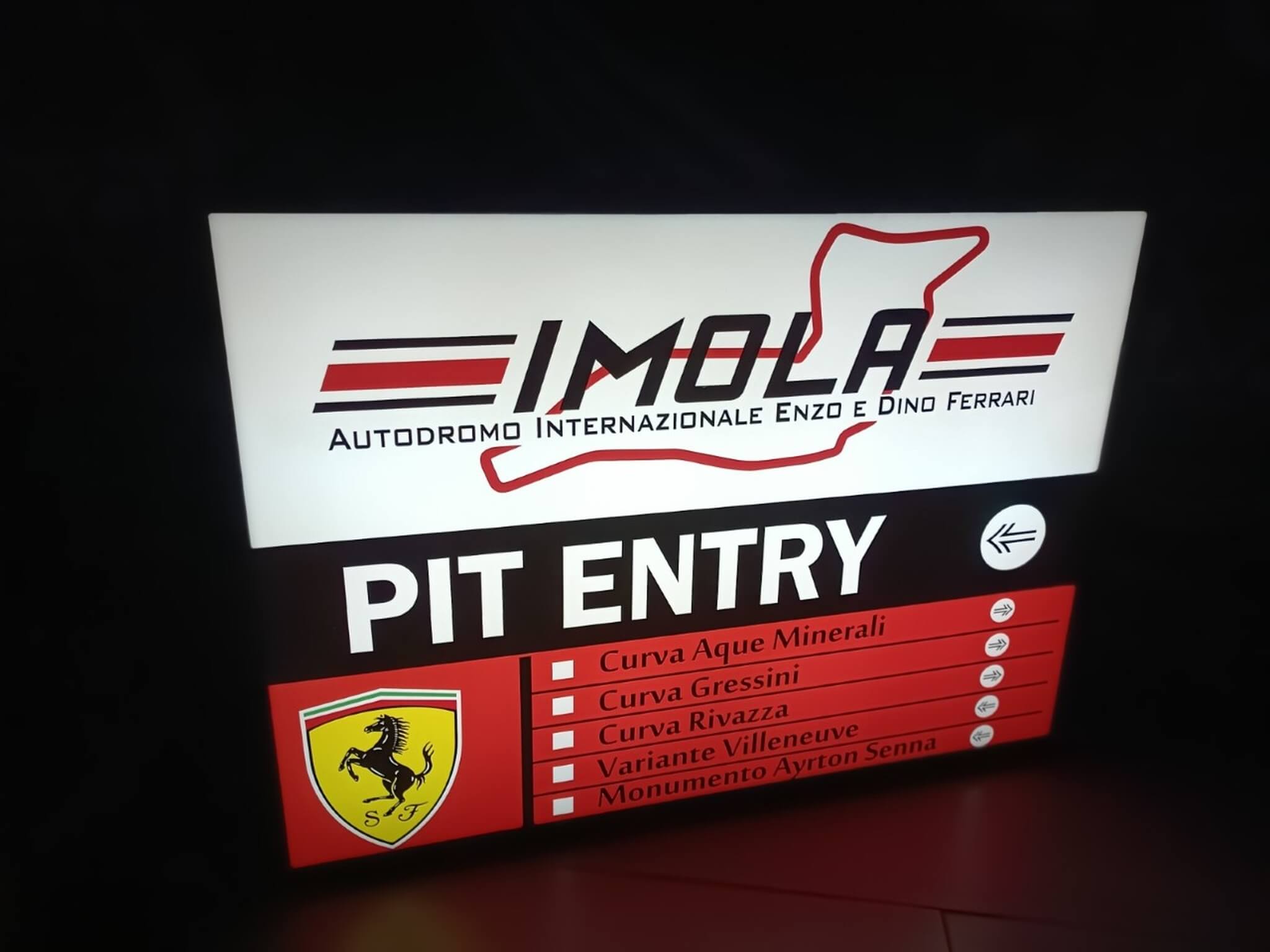  Illuminated Imola Circuit Ferrari Pit Entry Sign