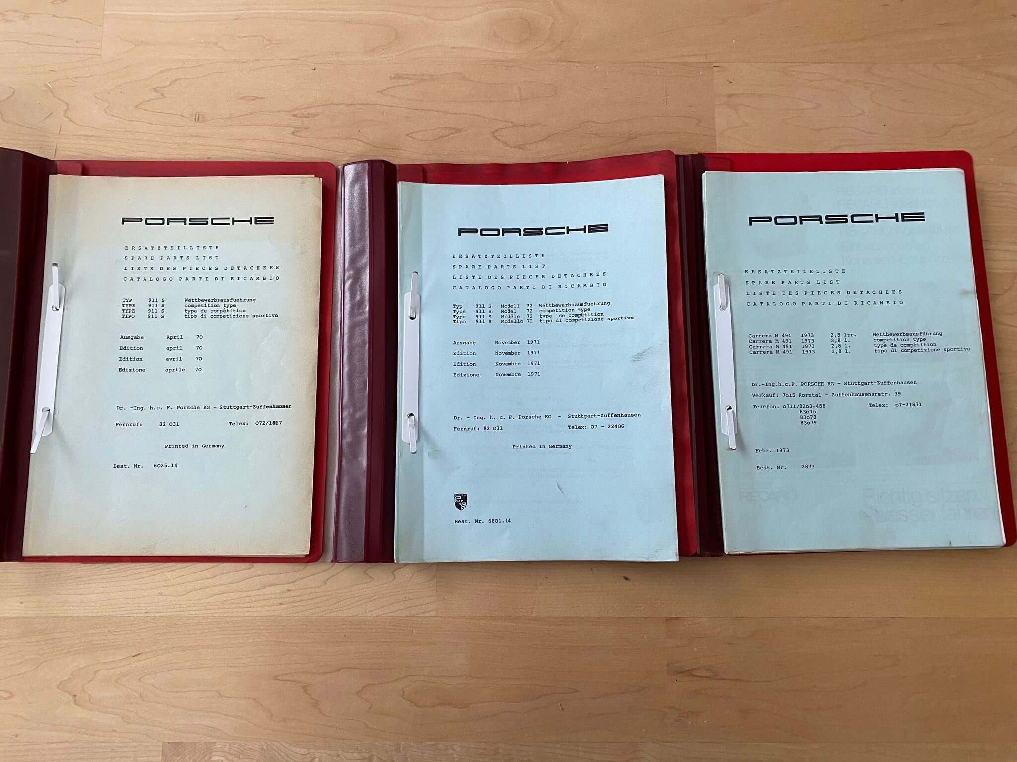  Collection of Original 1970s Porsche Spare Parts Catalogs