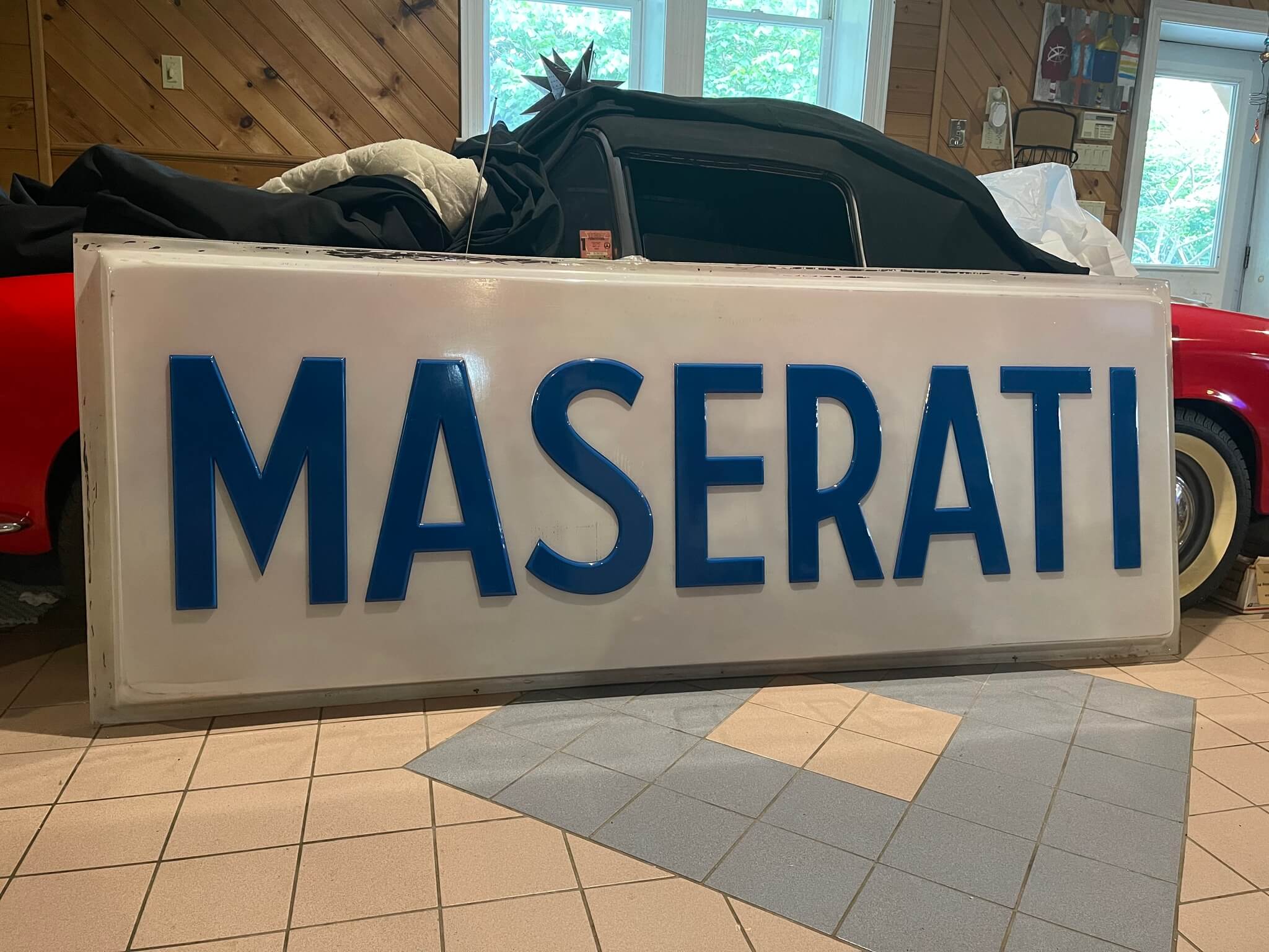 Vintage Maserati Dealership Sign