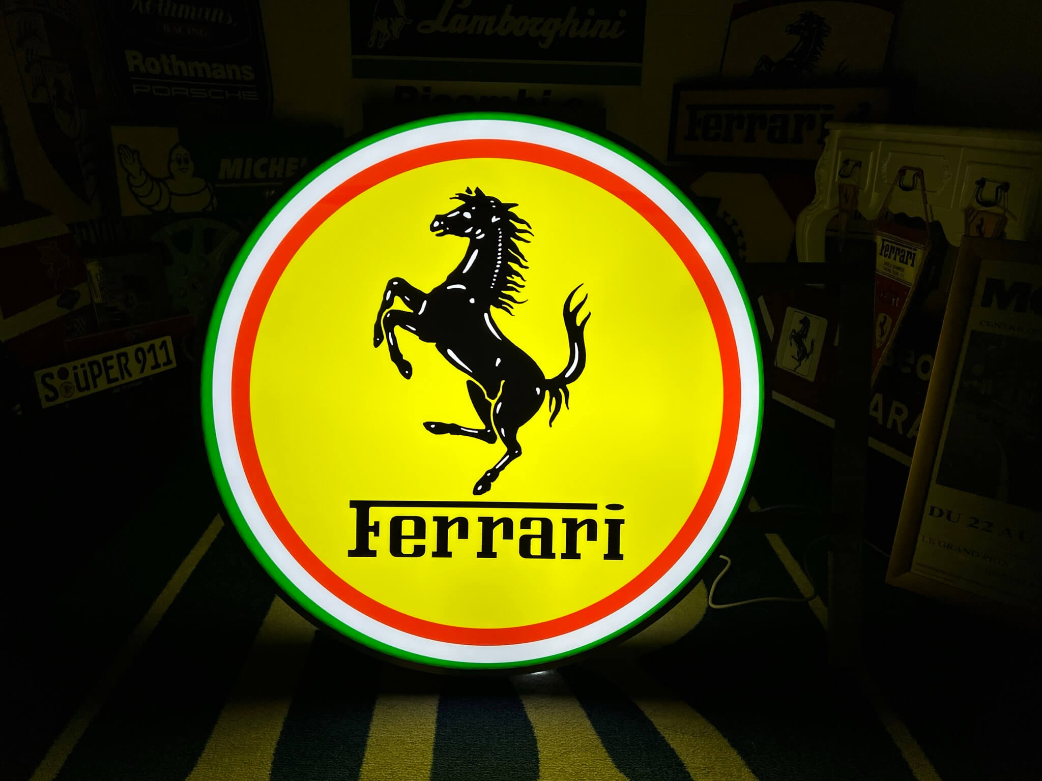 Double-sided Illuminated Ferrari Dealership Sign