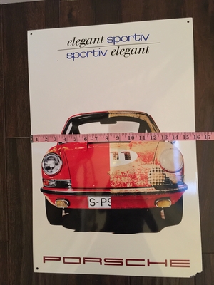 NO RESERVE - Limited Production Enamel Porsche "Elegant Sportiv" Sign