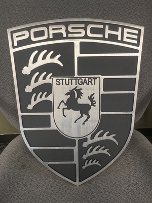  Hand Crafted Billet Porsche Crest (18" x 14")