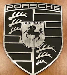  Hand Crafted Billet Porsche Crest (18" x 14")