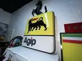 DT: Authentic Large Illuminated Agip Gas Station Sign
